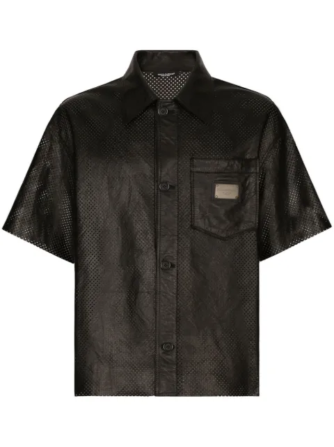 Dolce & Gabbana logo-plaque leather shirt