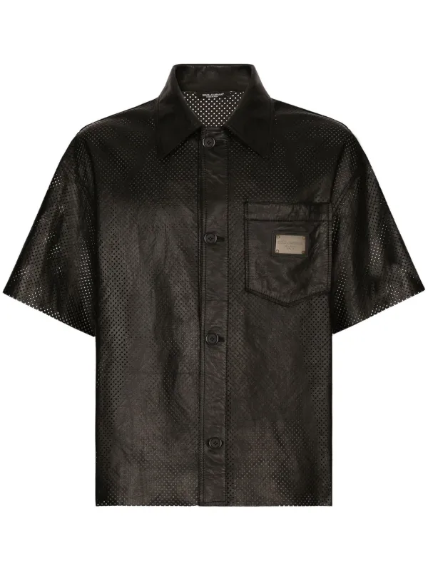 DOLCE &GABBANA ドルガバ 半袖ポロ レザープレート 黒 46 20048464_45271321_600.jpg
