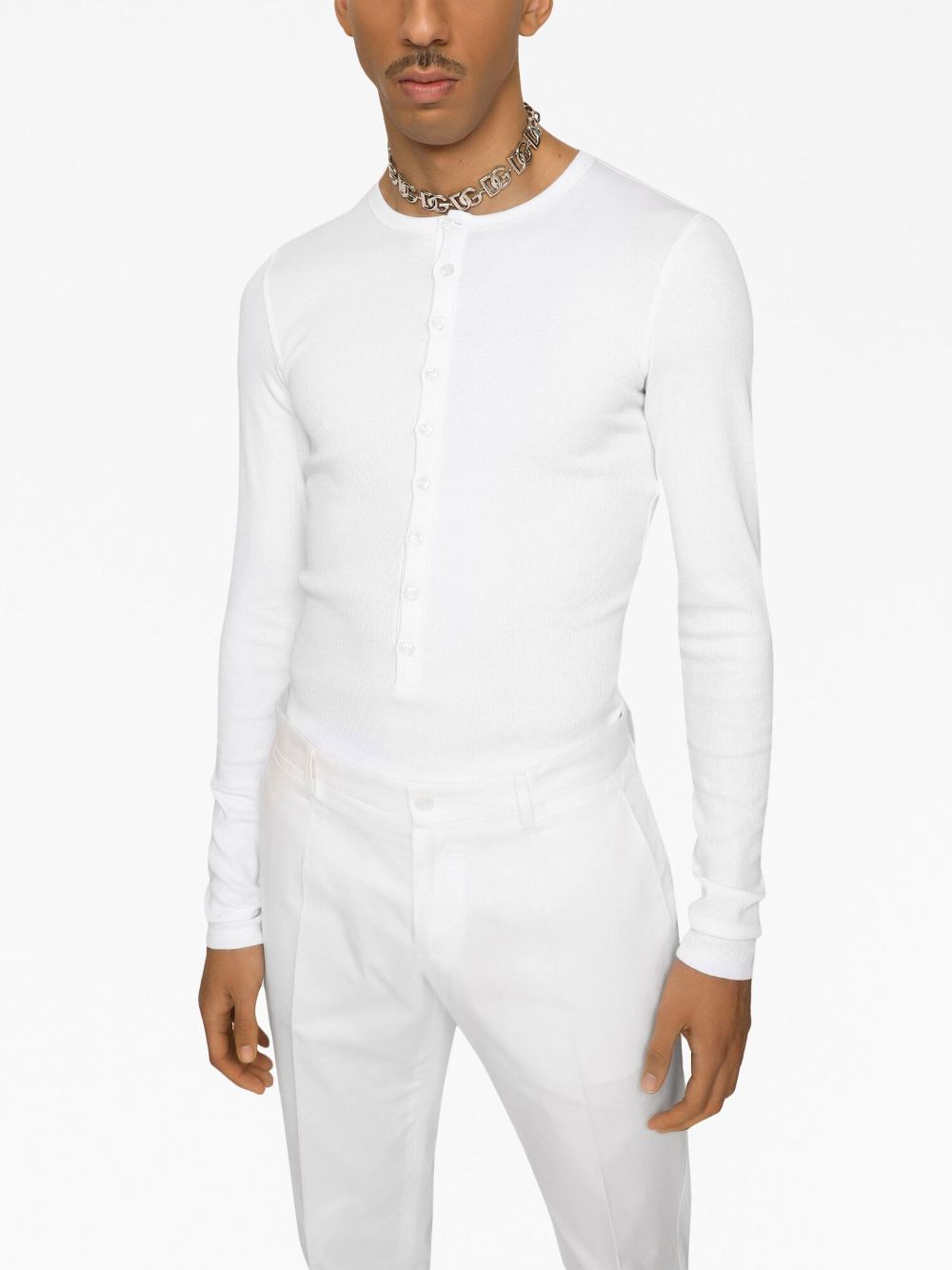 Shop Dolce & Gabbana Long-sleeve Button-fastening Top In White