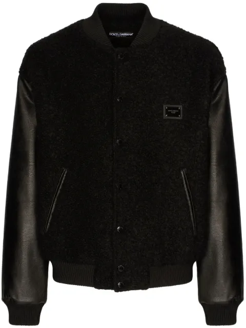 Dolce & Gabbana logo-plaque virgin-wool bomber jacket