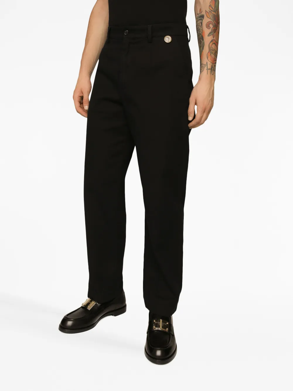 Shop Dolce & Gabbana Front-fastening Straight-leg Trousers In N0000