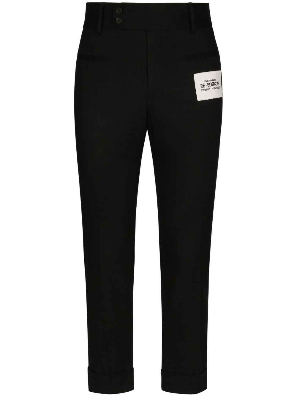 Dolce & Gabbana Logo-patch Cropped Trousers In Black