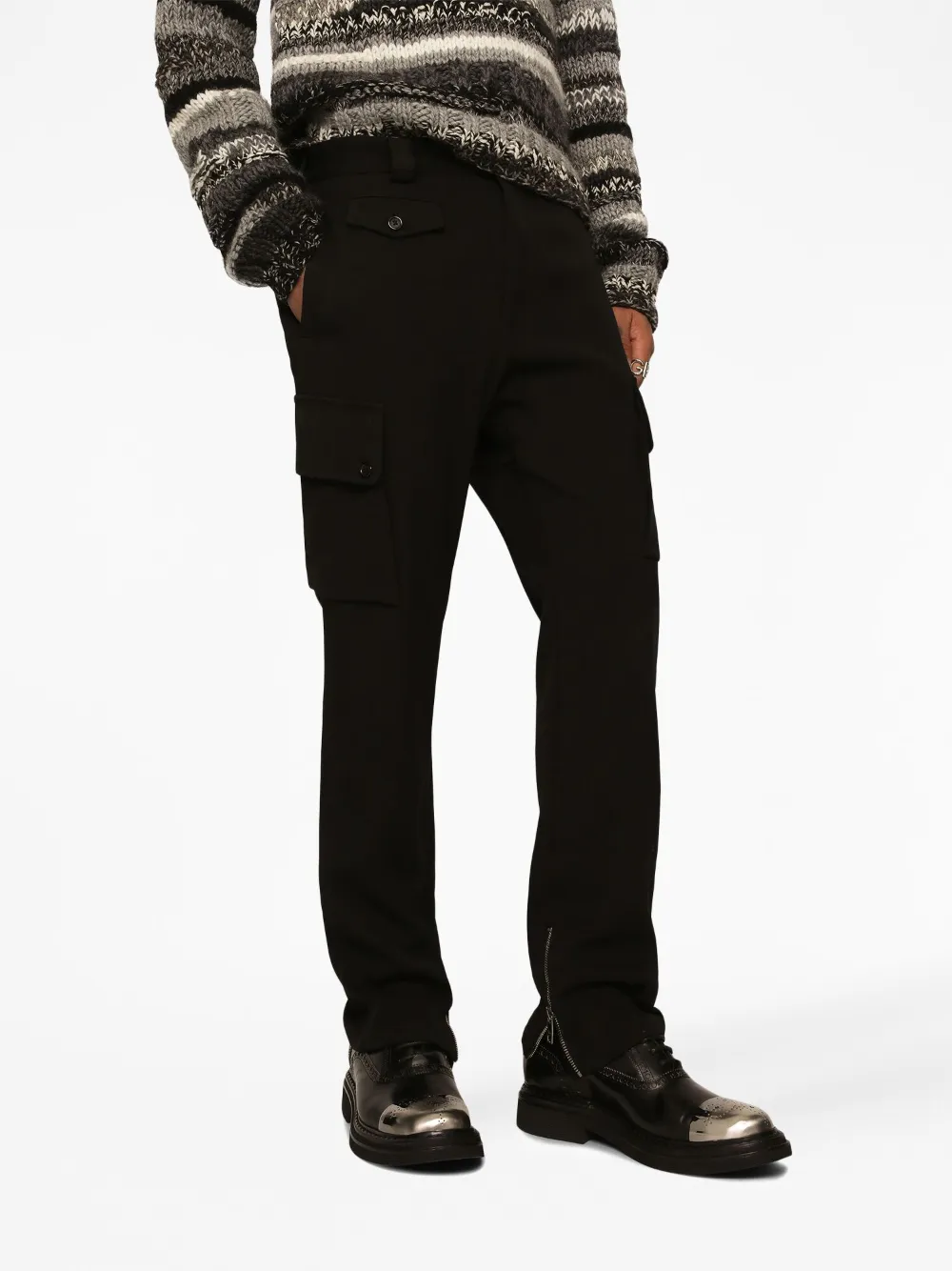 Shop Dolce & Gabbana Logo-patch Cargo Trousers In Black