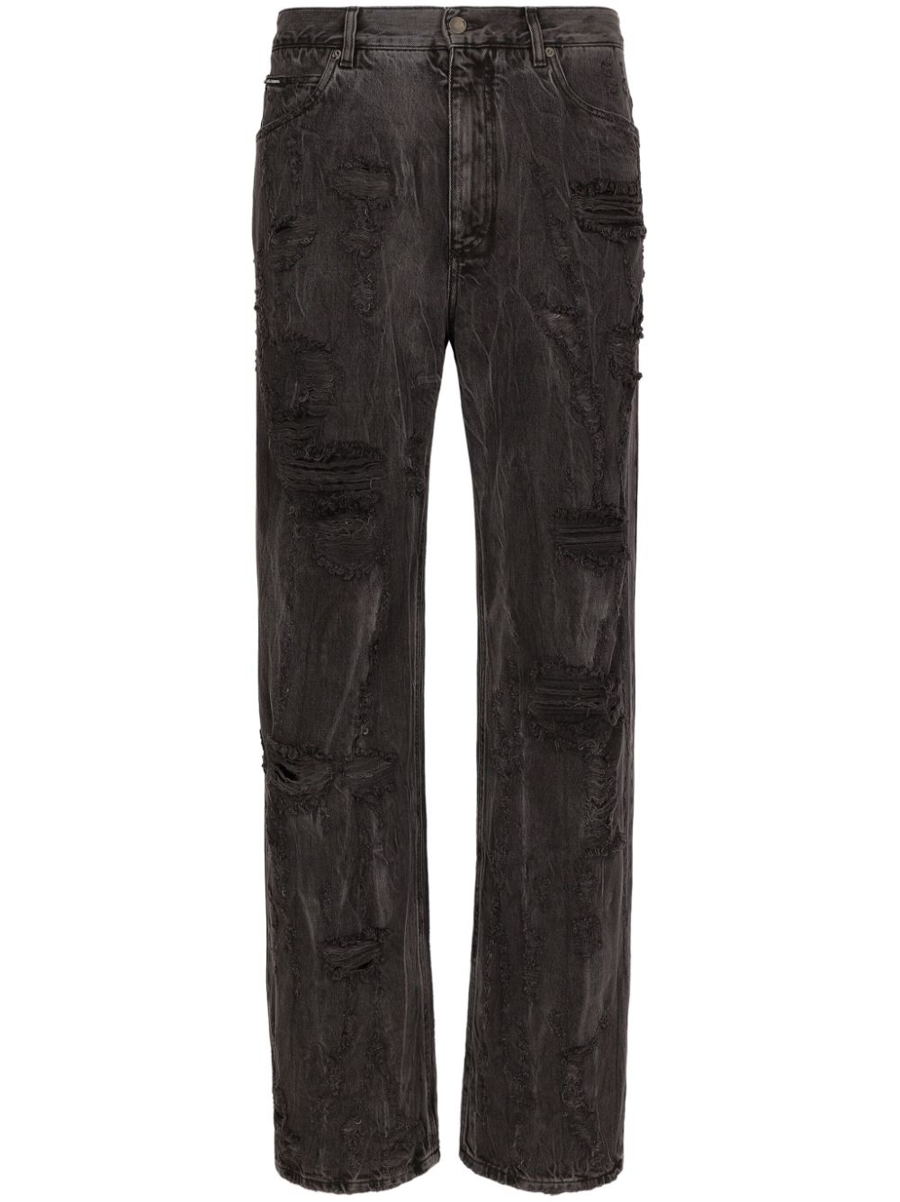 Dolce & Gabbana Gerade Jeans im Distressed-Look - Schwarz