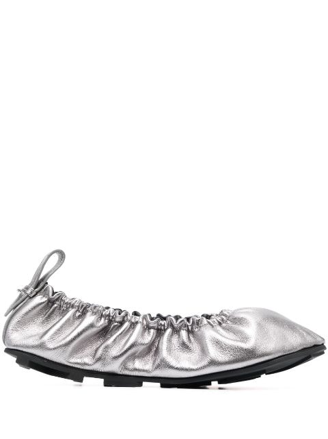 Medea - metallic-effect leather ballerina shoes