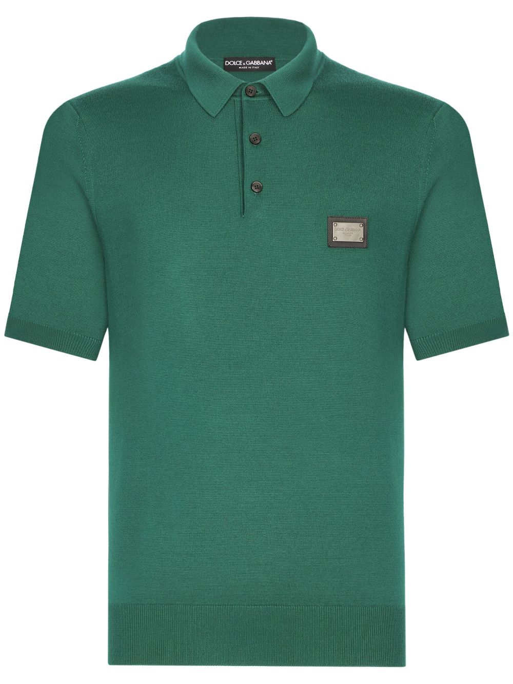 Shop Dolce & Gabbana Dg Essentials Wool Polo Shirt In Green