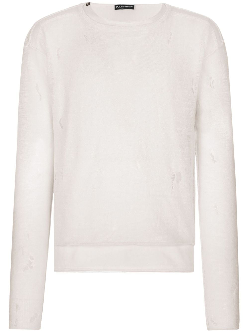 Dolce & Gabbana Distressed-finish Crew-neck Top In White
