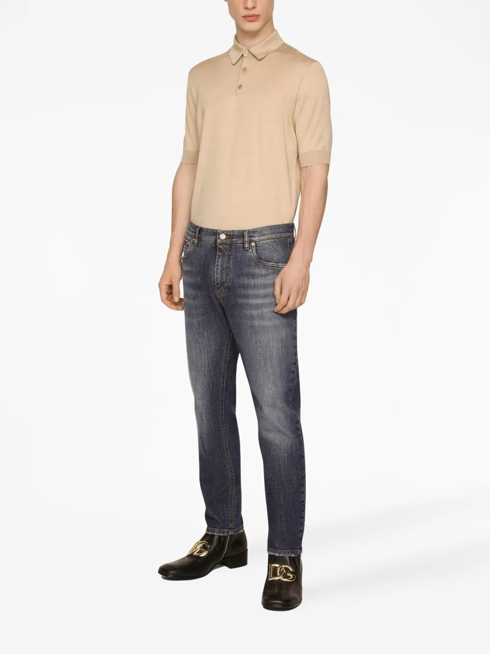 Dolce & Gabbana Black Silk Polo Shirt