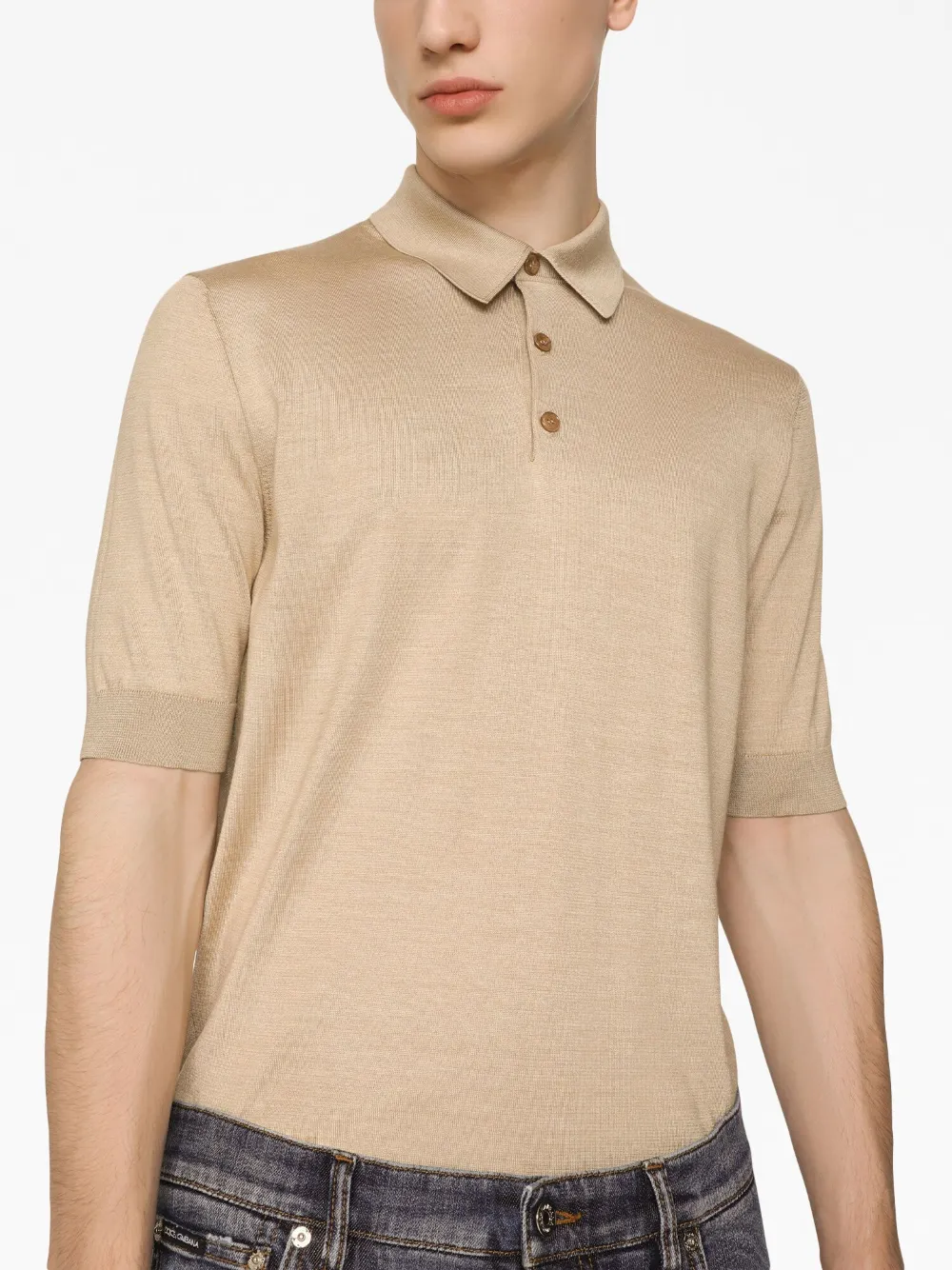 Dolce & Gabbana Men's Silk Polo Black