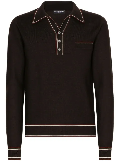 Dolce & Gabbana contrasting-border virgin-wool polo top