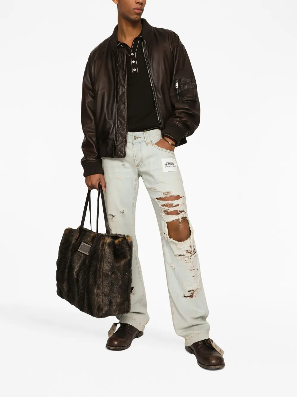 Dolce & Gabbana Polotop van scheerwol - Bruin
