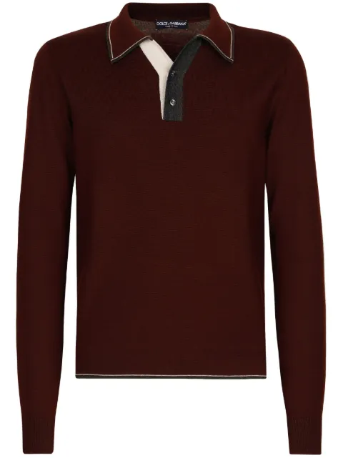 Dolce & Gabbana contrasting-border virgin-wool polo top