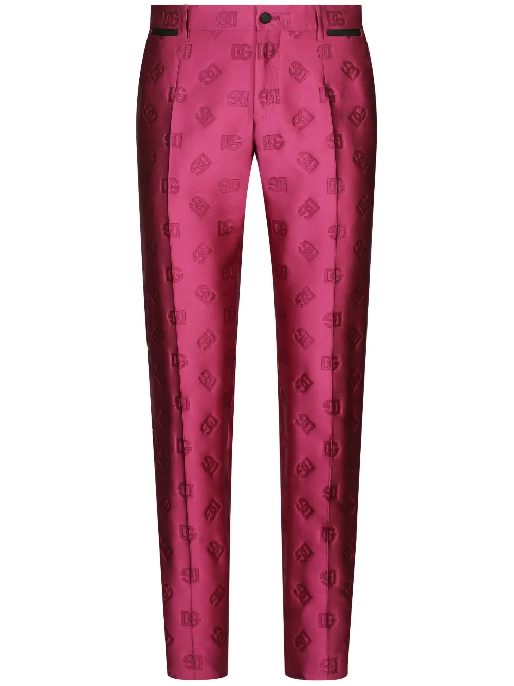 Dolce & Gabbana Monogram-jacquard Tailored Trousers In Fuchsia