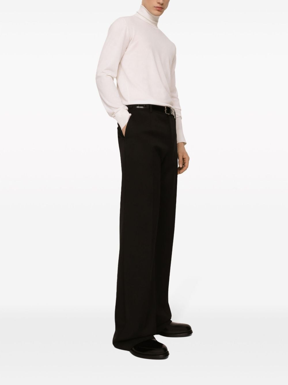 Shop Dolce & Gabbana Tailored Pressed-crease Trousers In Black