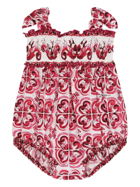Dolce & Gabbana Kids رومبر قطن بطبعة ماجوليكا