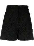 Moschino floral-appliqué high-waist mini shorts - Black
