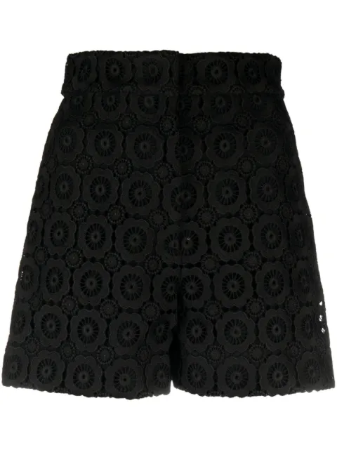 Moschino floral-appliqué high-waist mini shorts