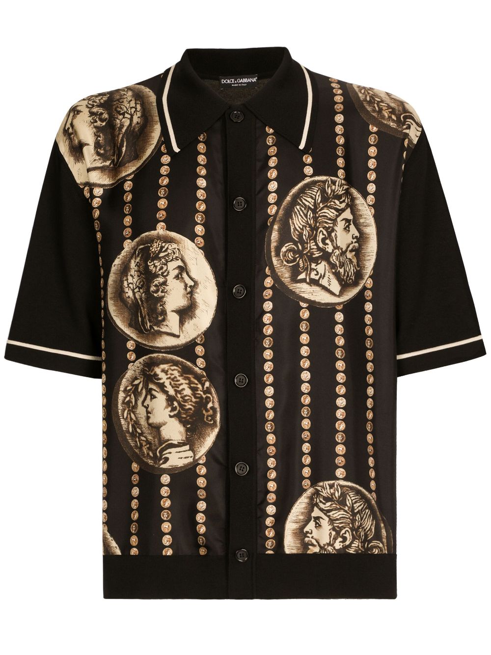 Dolce & Gabbana Stripe-detail Short-sleeve Shirt In Black