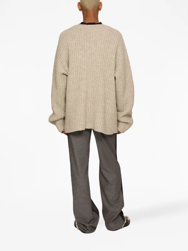 Dolce & Gabbana logo-patch V-neck Cardigan | Neutrals | FARFETCH