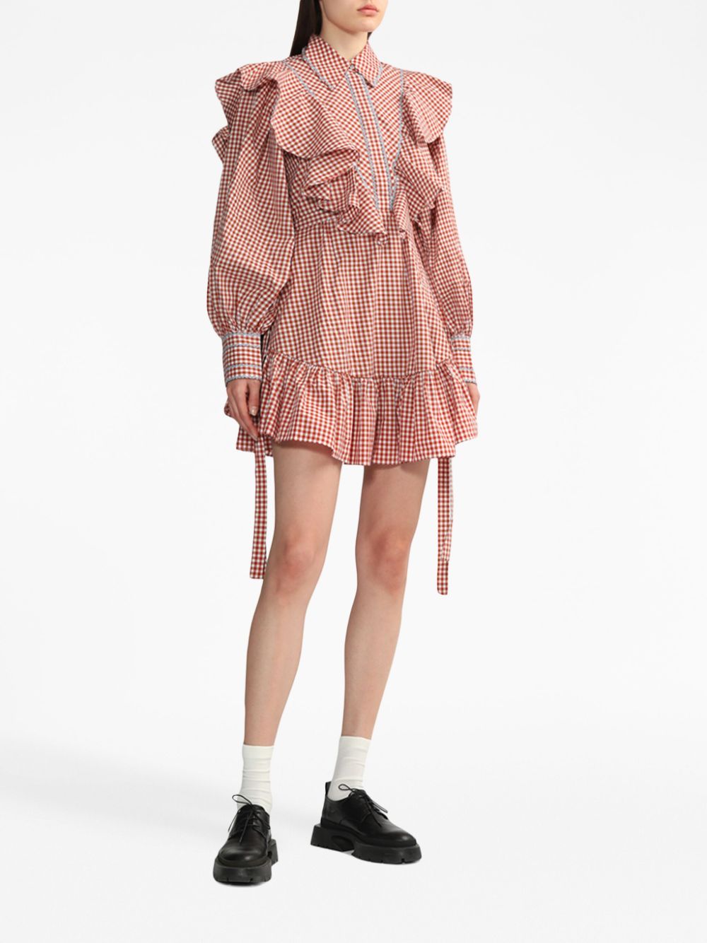 Lee Mathews Mini-jurk met gingham ruit - Rood