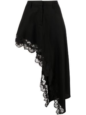 Black lace 2025 asymmetrical skirt