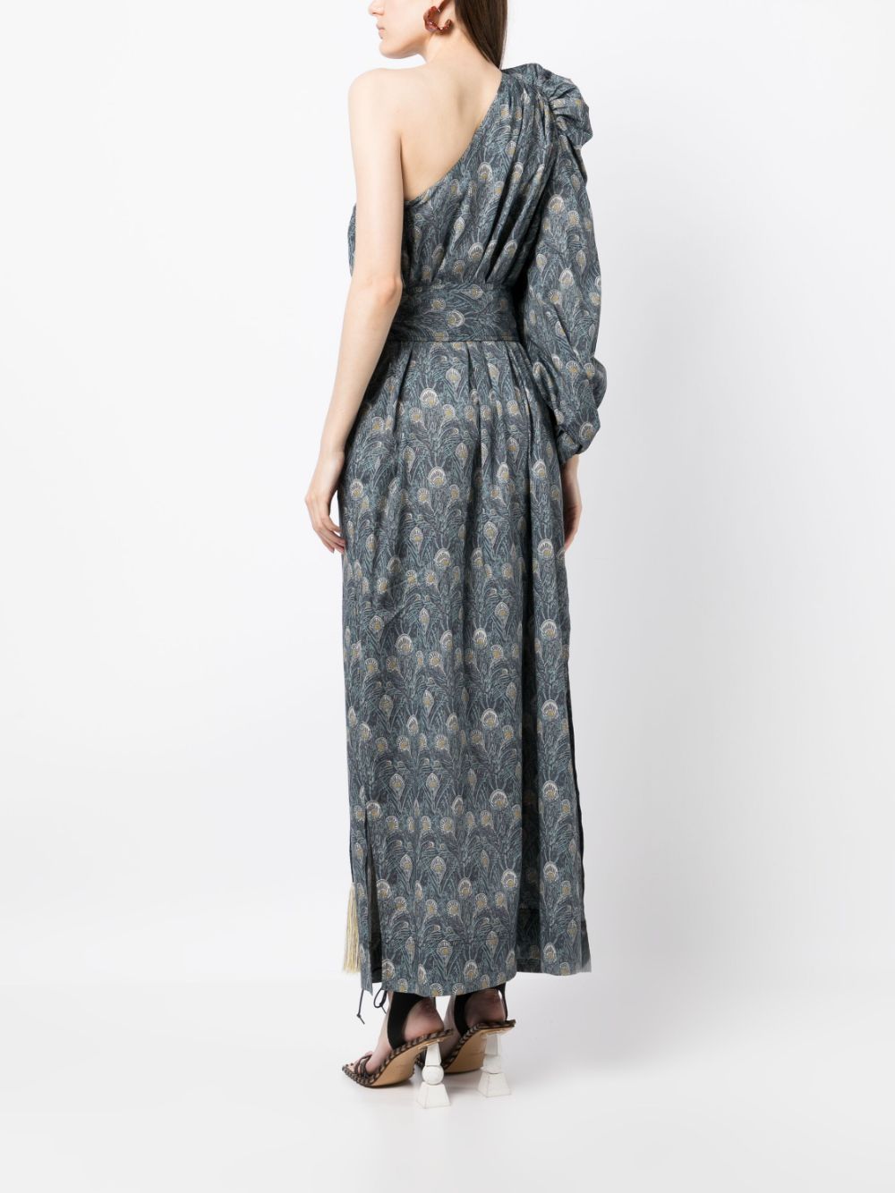 Shop Nackiyé Asymmetric Cotton Maxi Dress In Blau