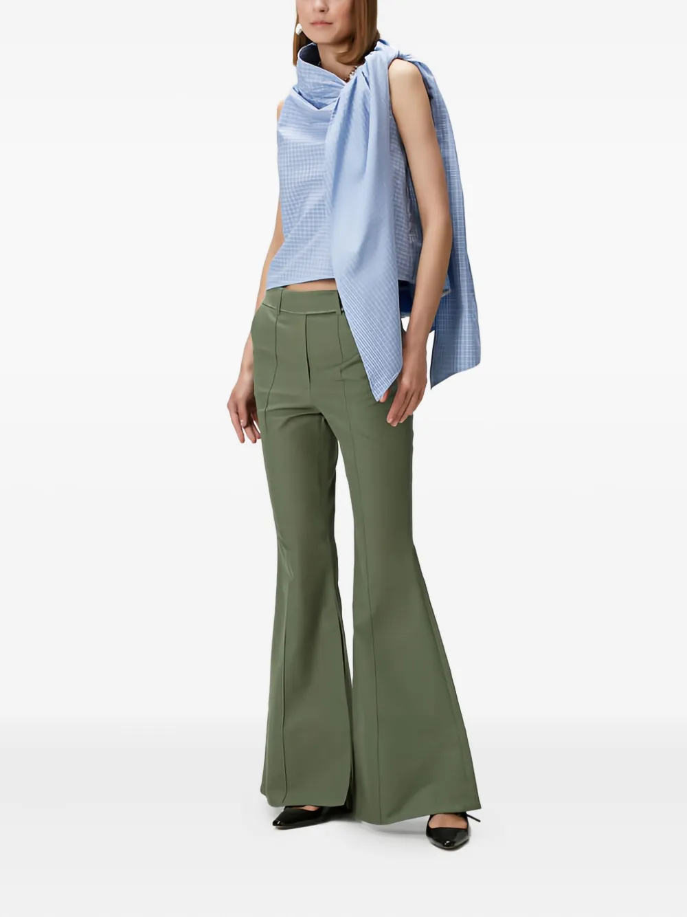 Nackiyé Mick flared broek met split - Groen