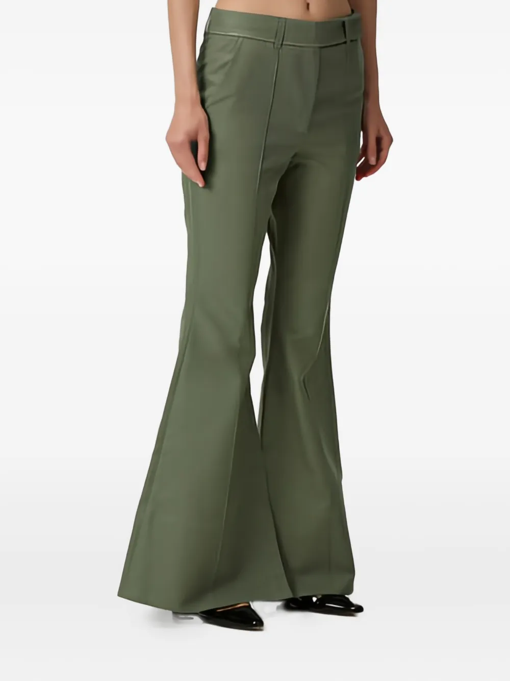 Nackiyé Mick Split-hem Flared Trousers In Green