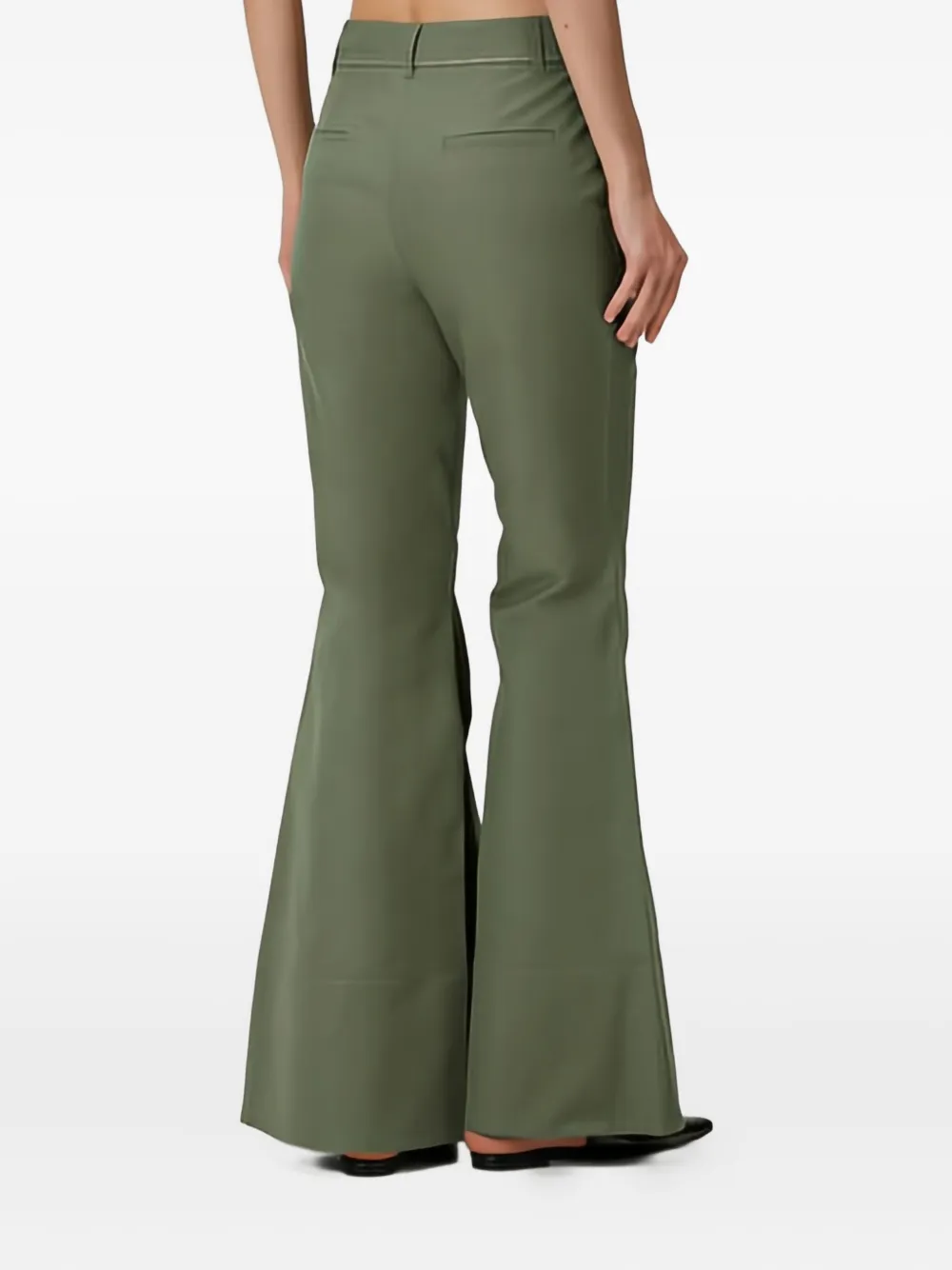 Nackiyé Mick Split-hem Flared Trousers In Green