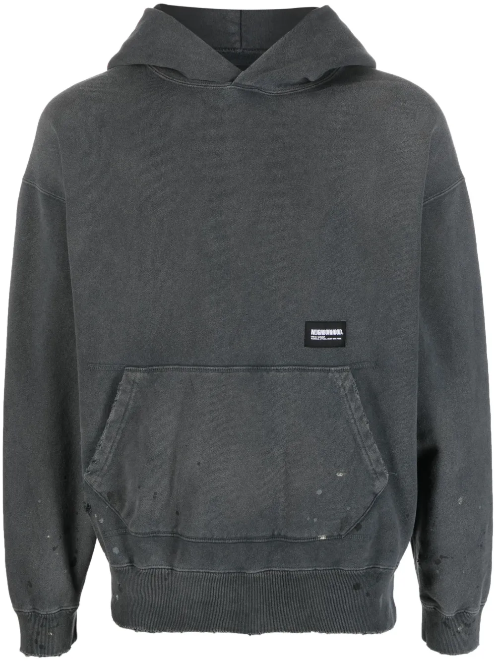 Neighborhood logopatch Distressed Cotton Hoodie Farfetch