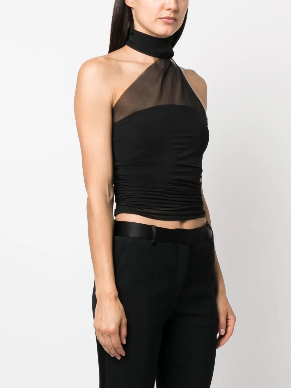 Ludovic De Saint Sernin Chiffon Halterneck Top In Black