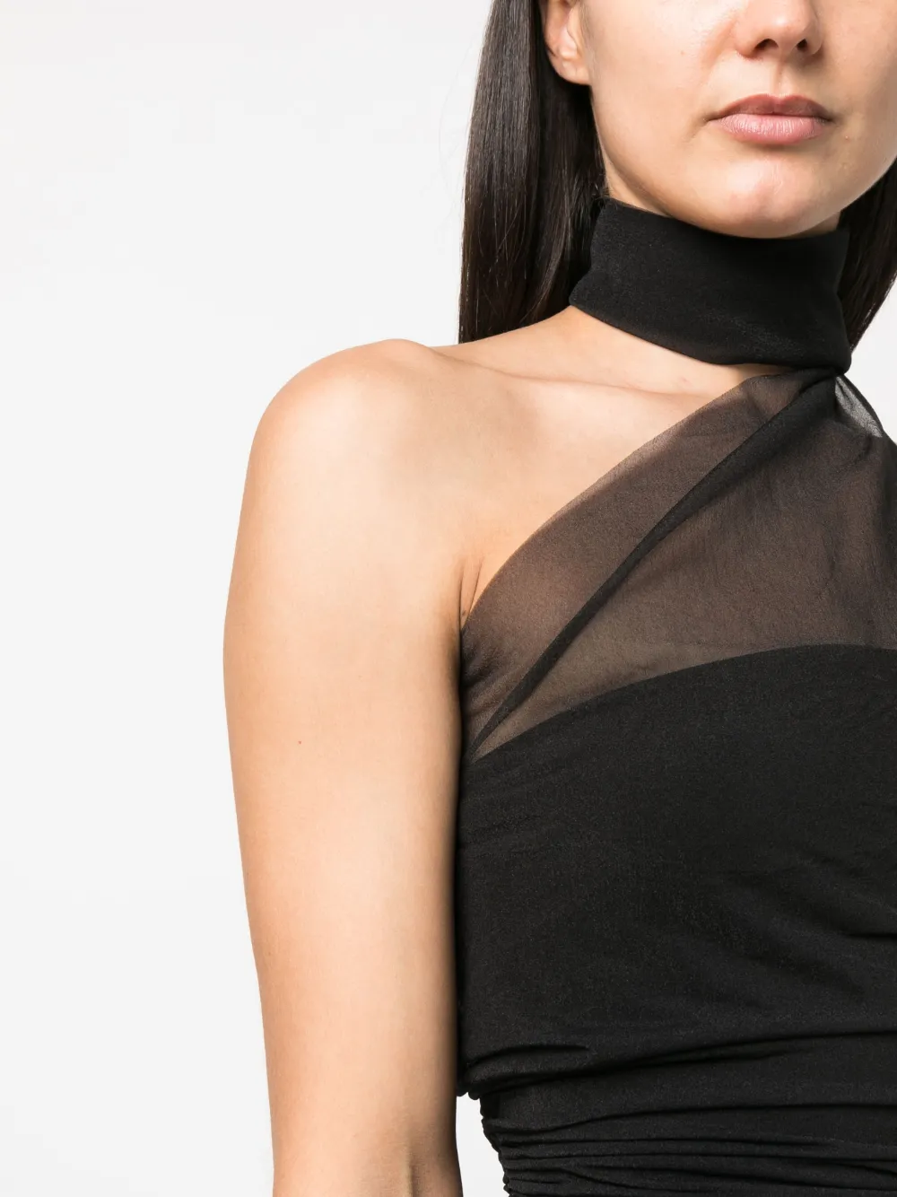 Ludovic De Saint Sernin Chiffon Halterneck Top In Black