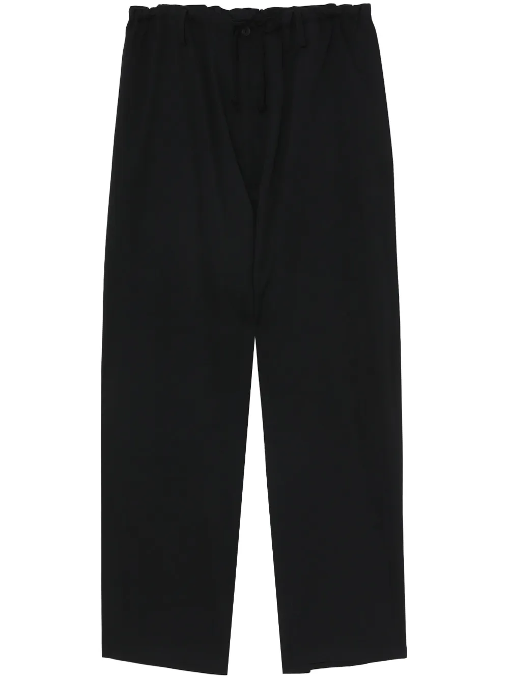 Yohji Yamamoto Tailored Cropped Trousers Elastic Waistband In Black