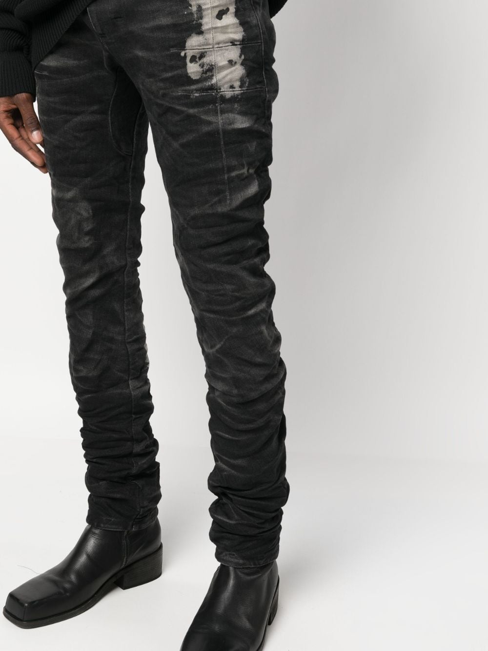 Shop Boris Bidjan Saberi Distressed Skinny Jeans In Black