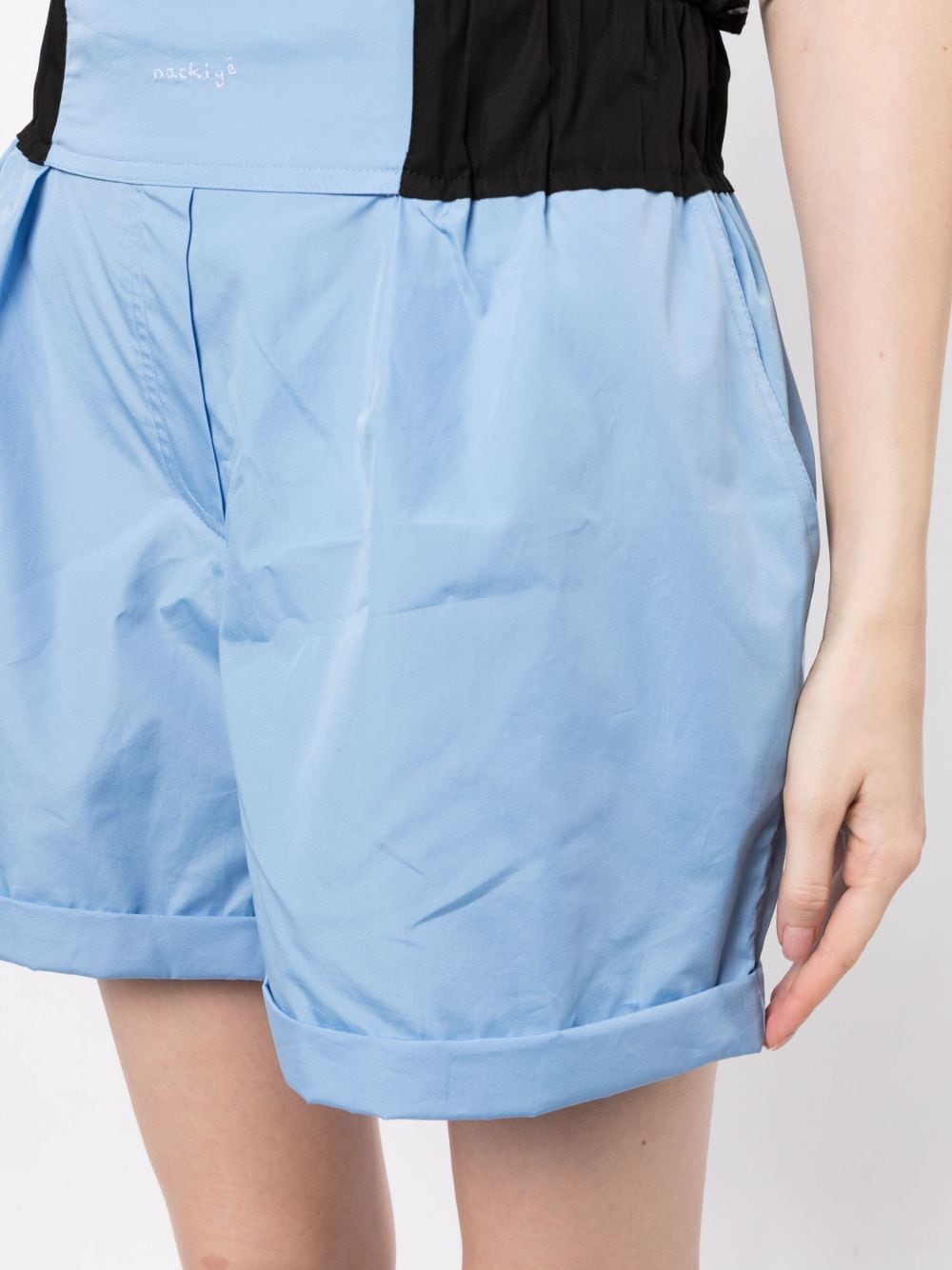 Shop Nackiyé Logo-print Cotton Shorts In Blue