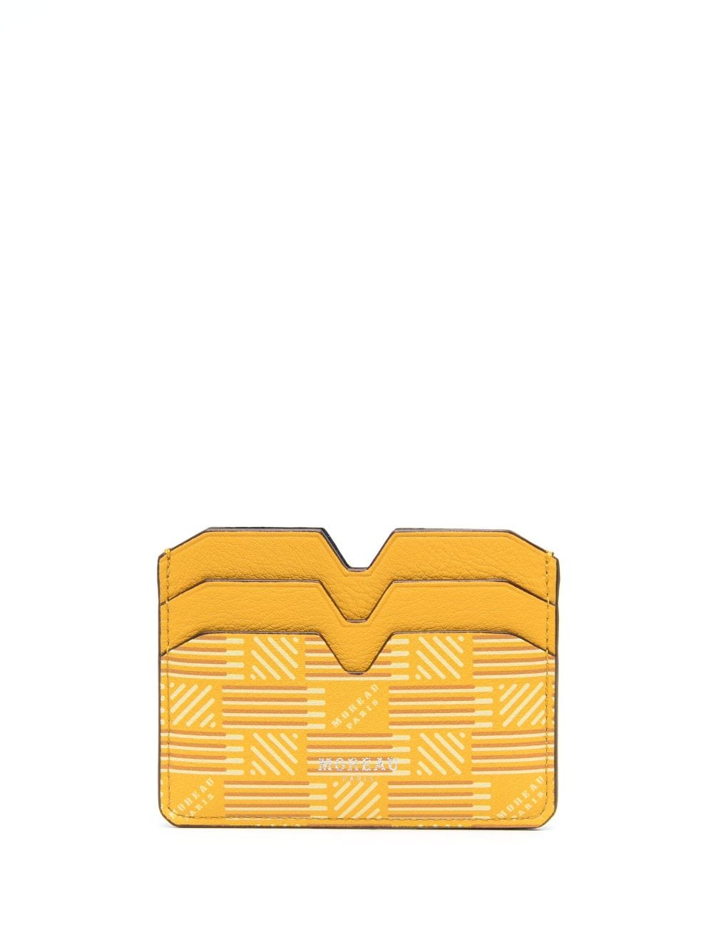 Shop Moreau Monogram Leather Cardholder In Yellow