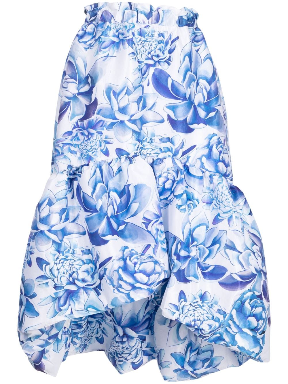 Kika Vargas Floral-print Asymmetric Skirt In Blau