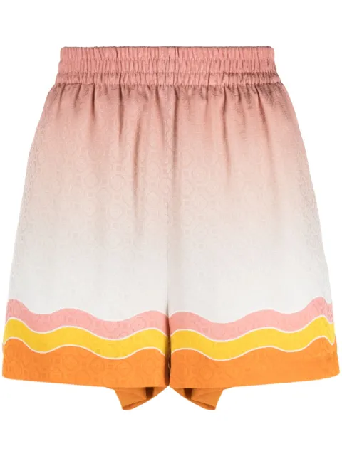 Casablanca Rainbow Monogram-print silk shorts