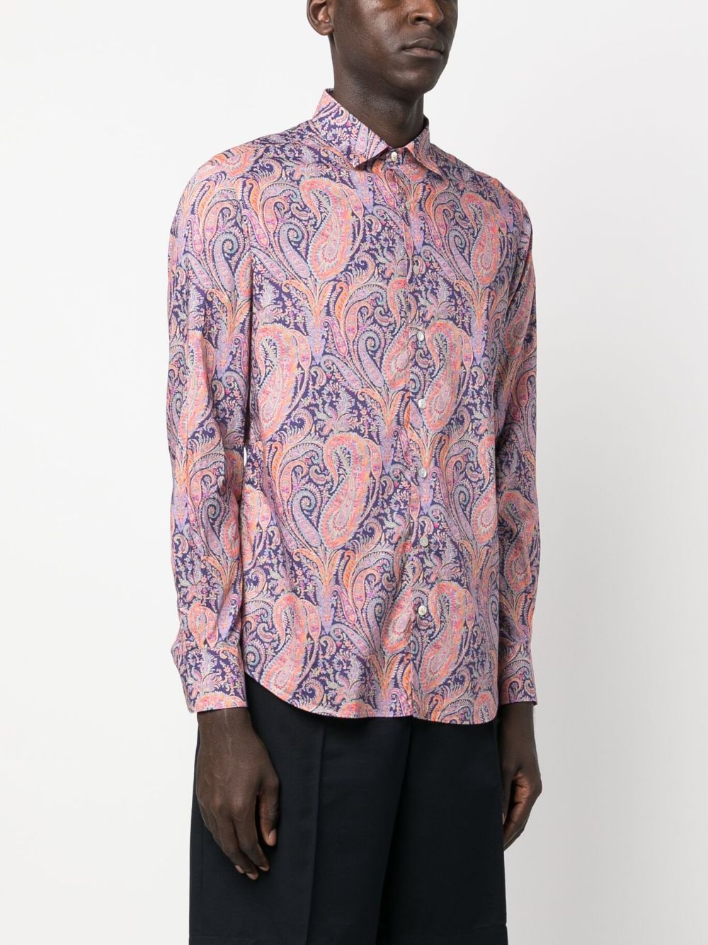 Shop Mc2 Saint Barth Long-sleeve Paisley-print Cotton Shirt In Purple