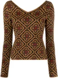 ETRO floral-jacquard sweater - Brown