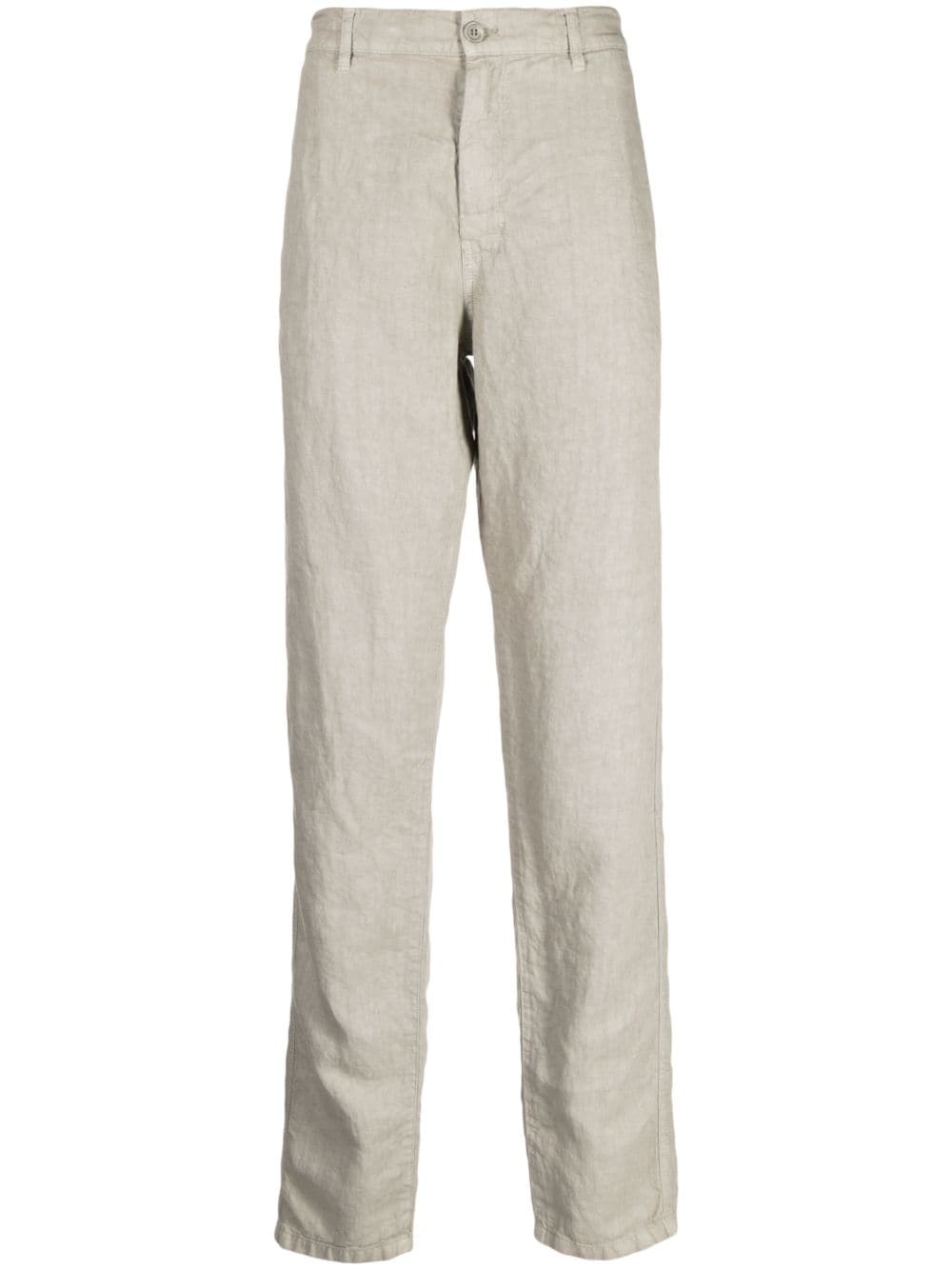 Shop Aspesi Straight-leg Linen Trousers In Braun