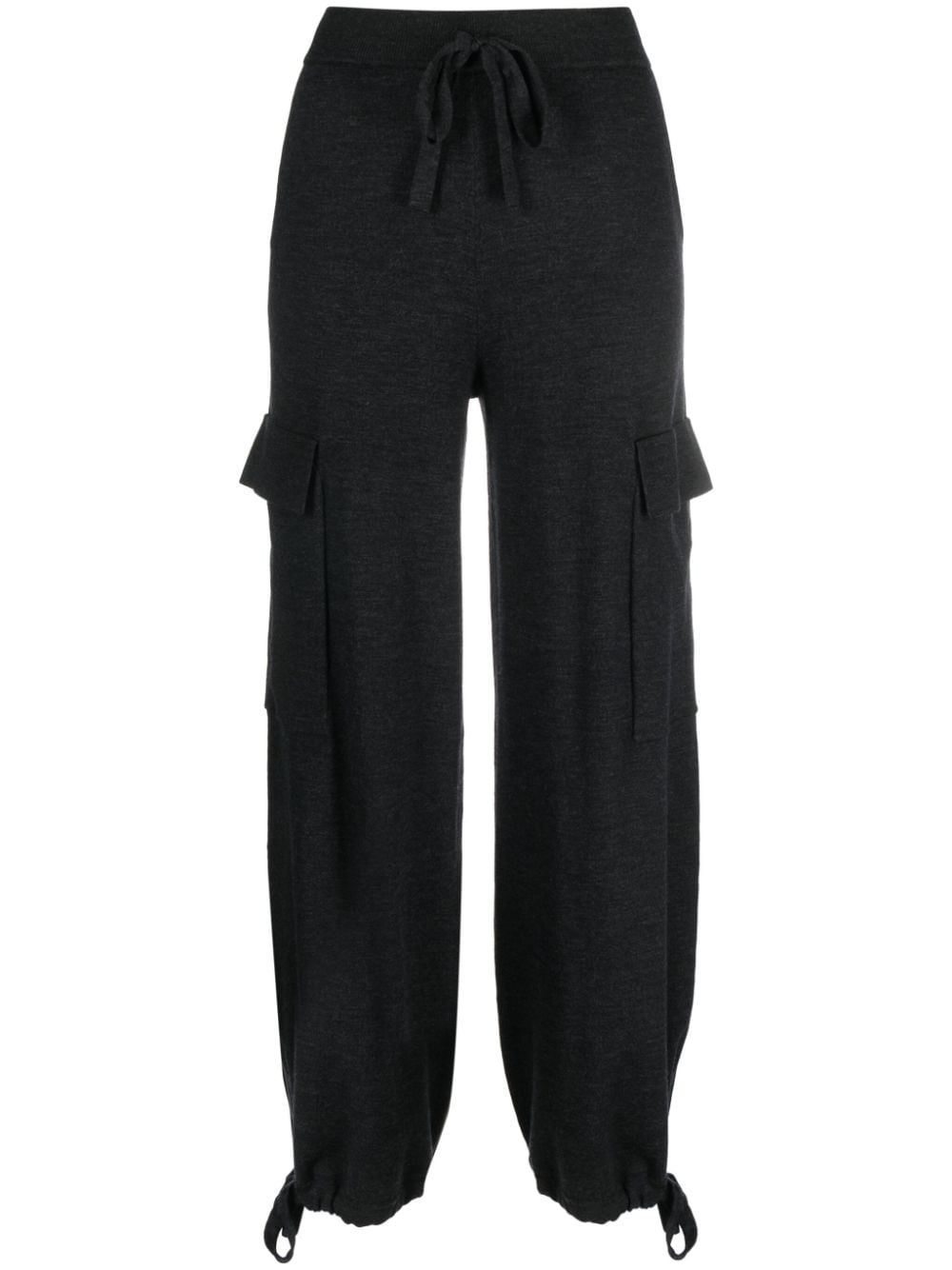 Shop P.a.r.o.s.h Tapered Drawstring Knit Trousers In Grey