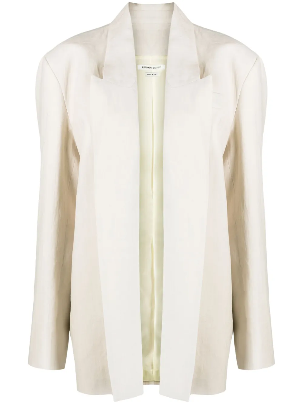 Alessandro Vigilante Open-front Linen Blazer In Neutrals