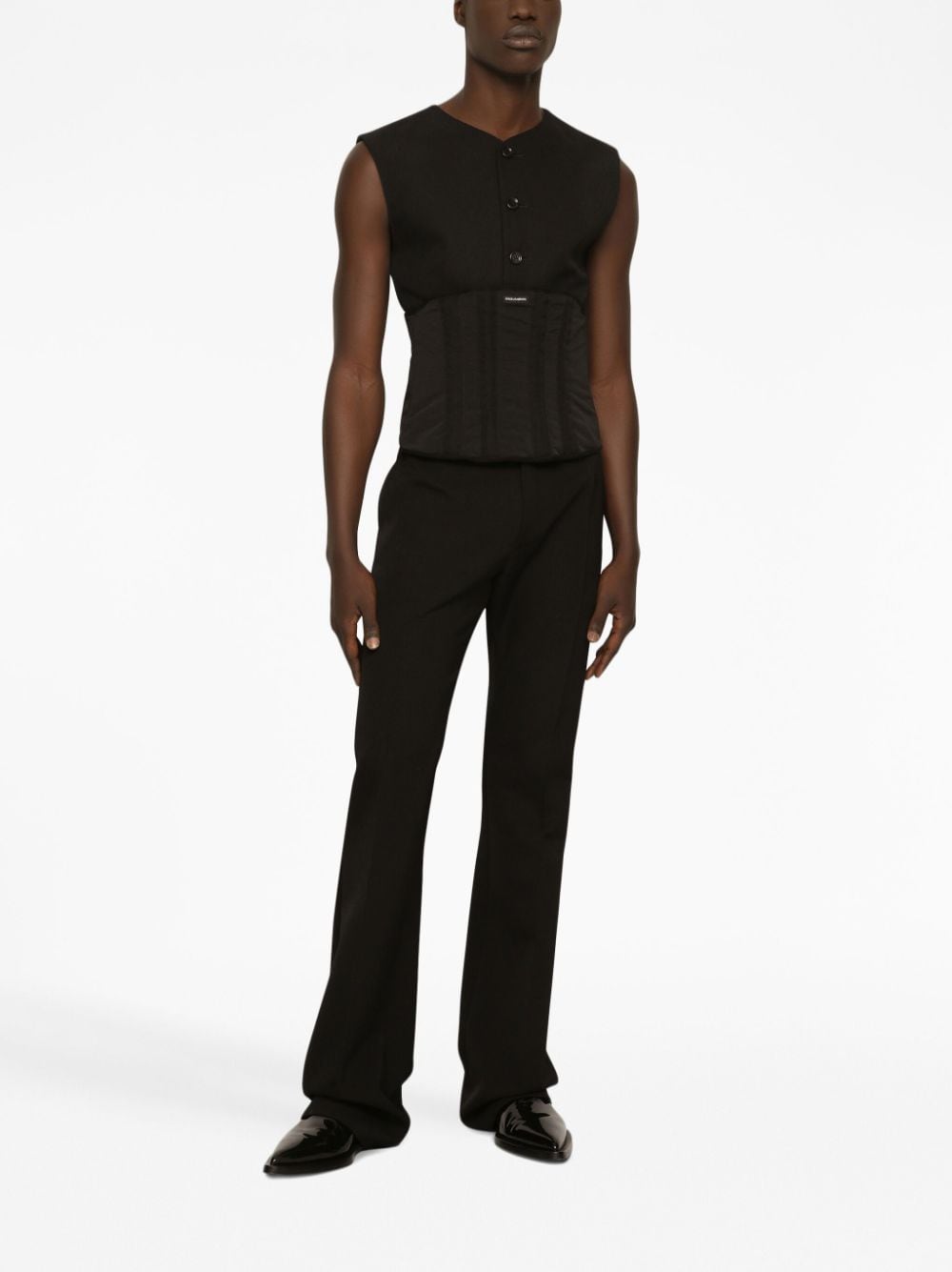 Shop Dolce & Gabbana V-neck Button-down Vest In Black