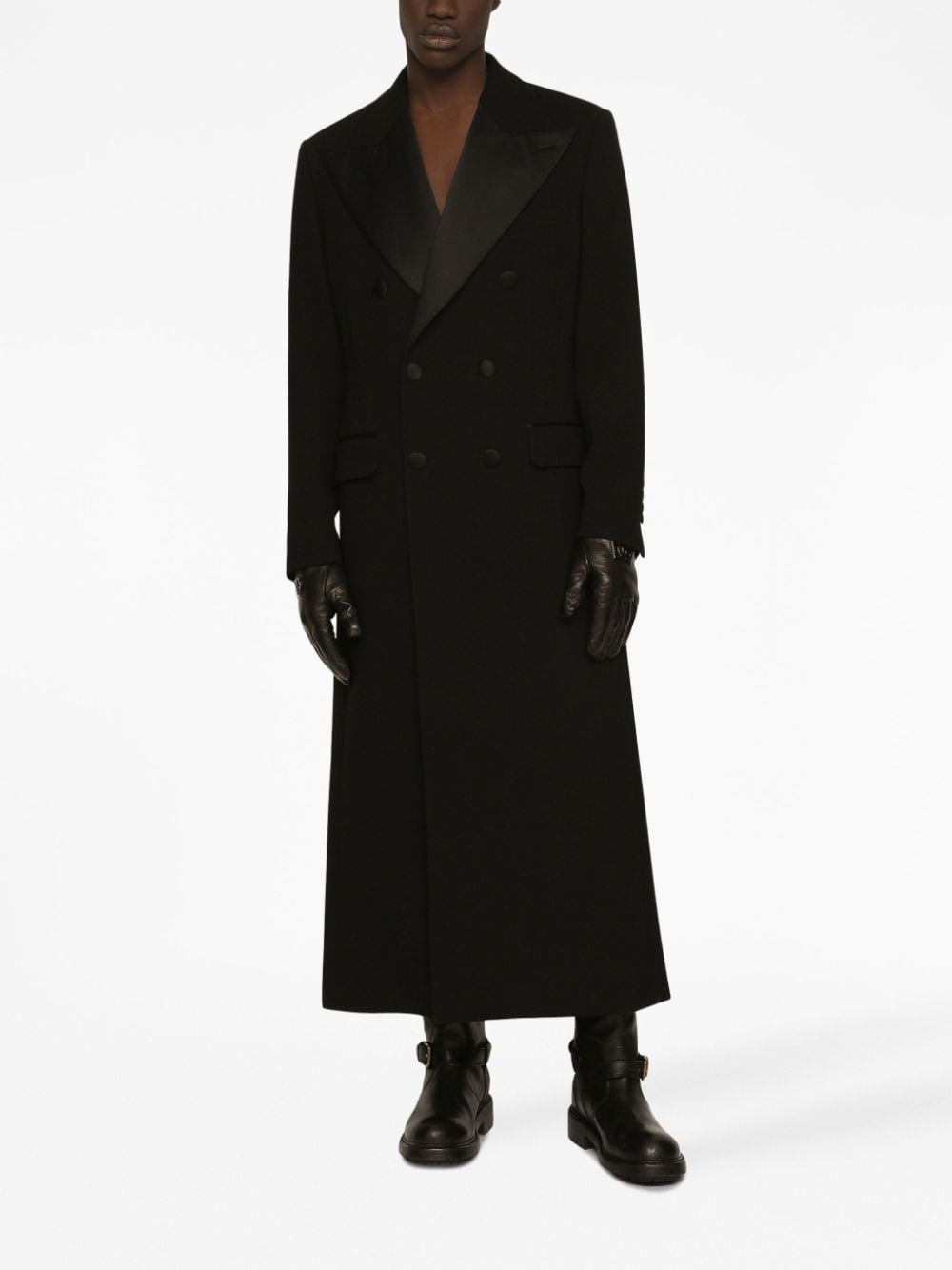 Shop Dolce & Gabbana Double-breasted Peak-lapel Coat In Black