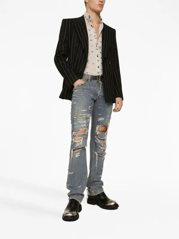 Dolce & Gabbana ストライプ ダブルジャケット | ブラック | FARFETCH JP