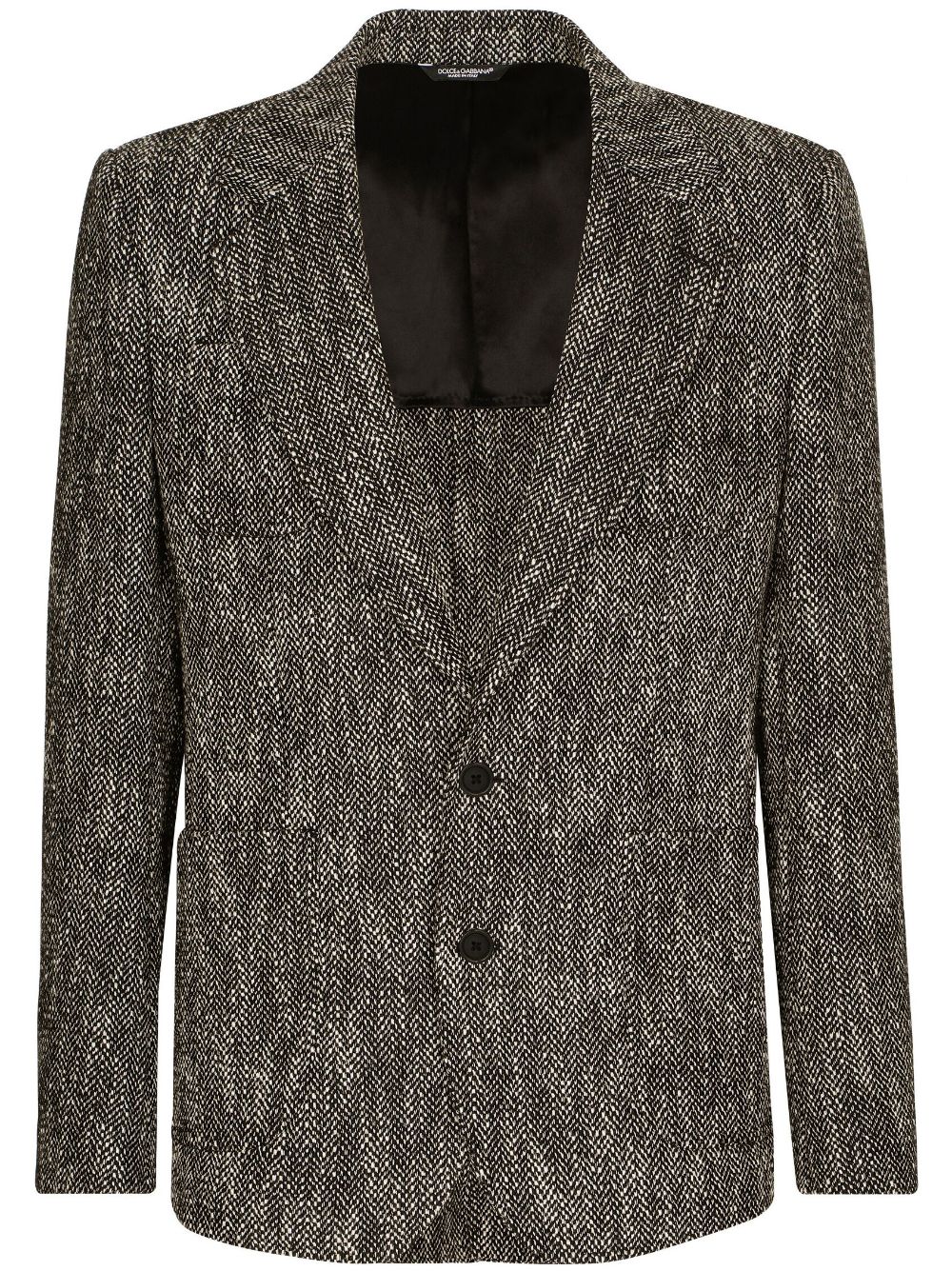 Shop Dolce & Gabbana Single-breasted Herringbone Jacket In Grey