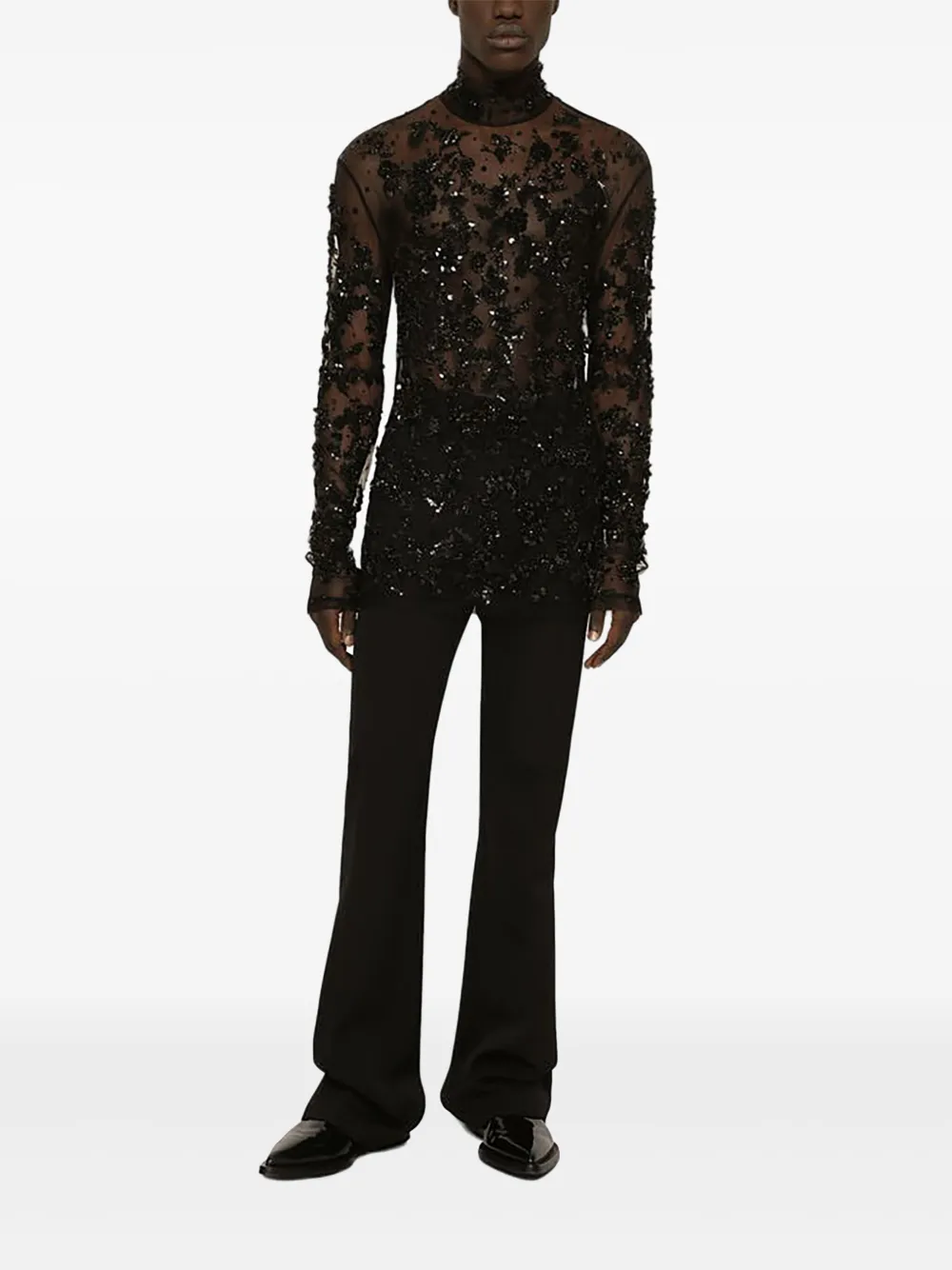 Dolce & Gabbana Tulen top met hoge hals - Zwart