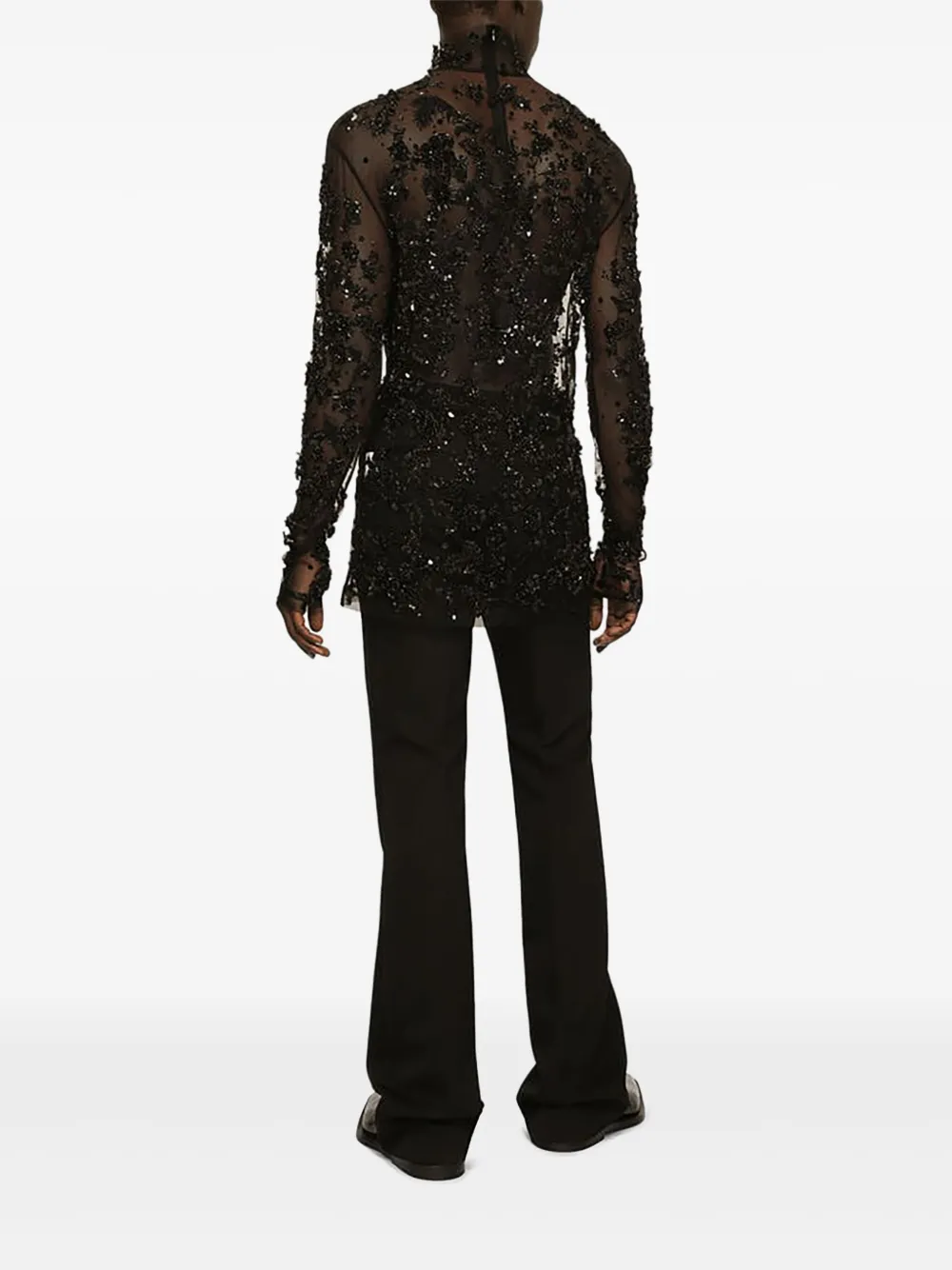 Dolce & Gabbana Tulen top met hoge hals Zwart