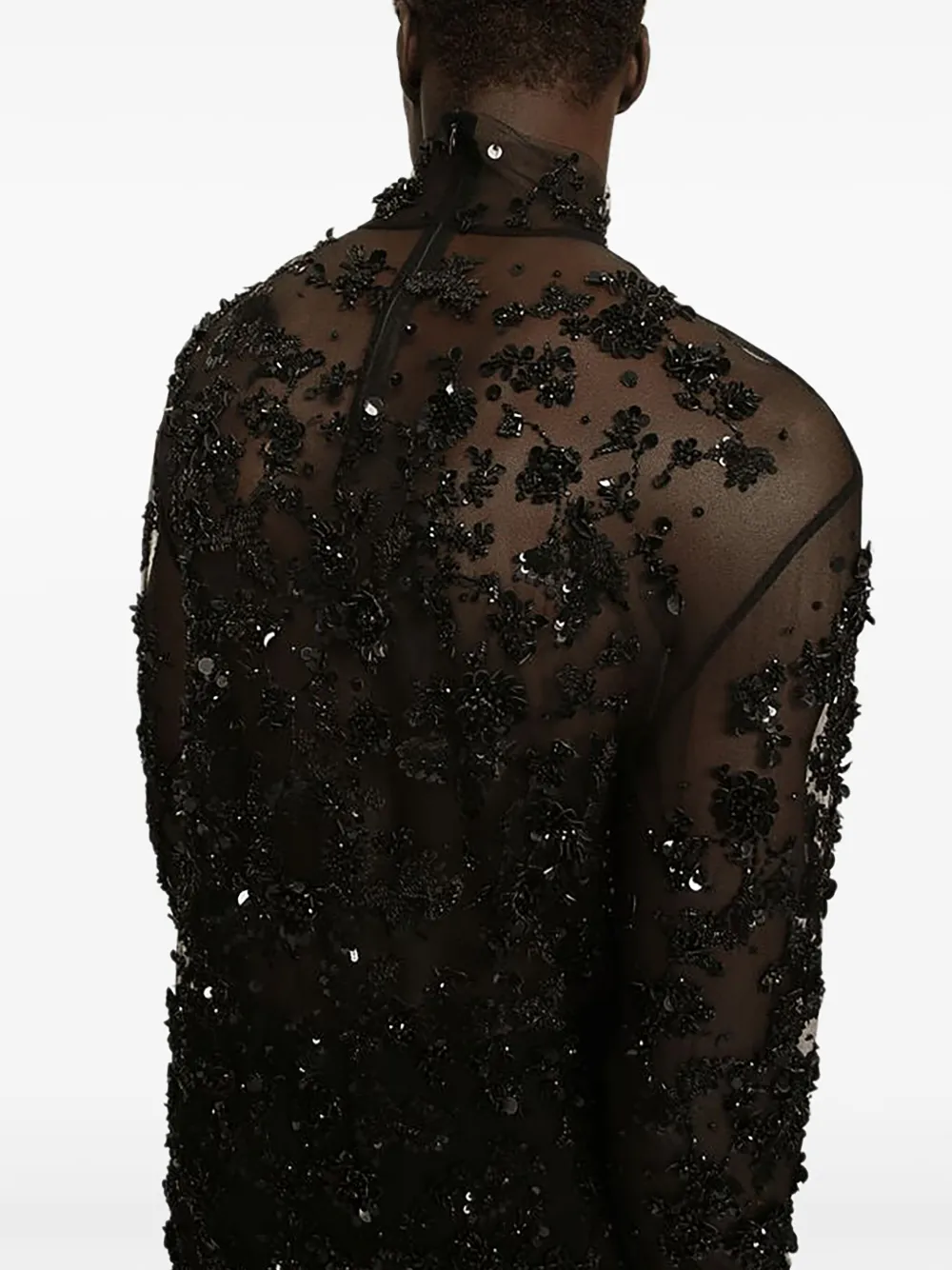 Dolce & Gabbana Tulen top met hoge hals Zwart